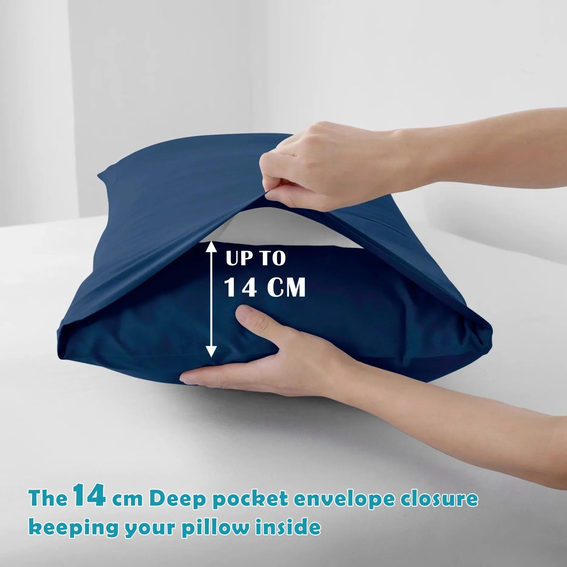 4 Piece Bed Sheet Set- Bedding Sheets & Pillowcases -Breathable Bedding - Wrinkle, Fade, Stain Resistant-Deep Pocket Flat Fitted Bed Sheet Set(Navy,Super King) - Image 4