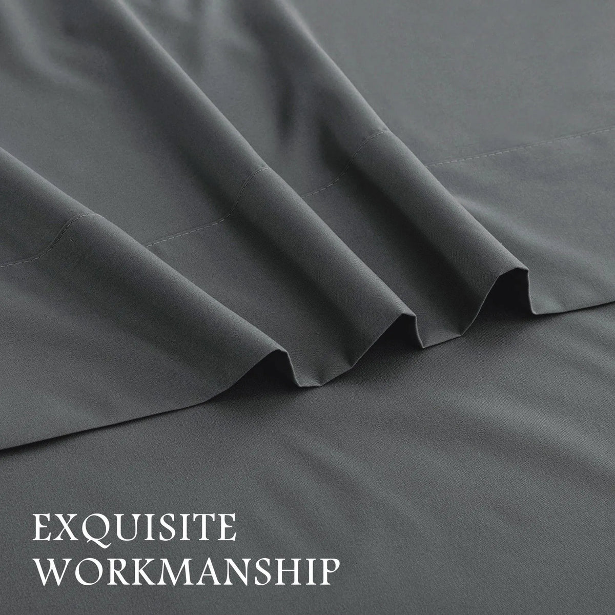 4 Piece Bed Sheet Set- Bedding Sheets & Pillowcases -Breathable Bedding - Wrinkle, Fade, Stain Resistant-Deep Pocket Flat Fitted Bed Sheet Set(Dark gray,Super King) - Image 3