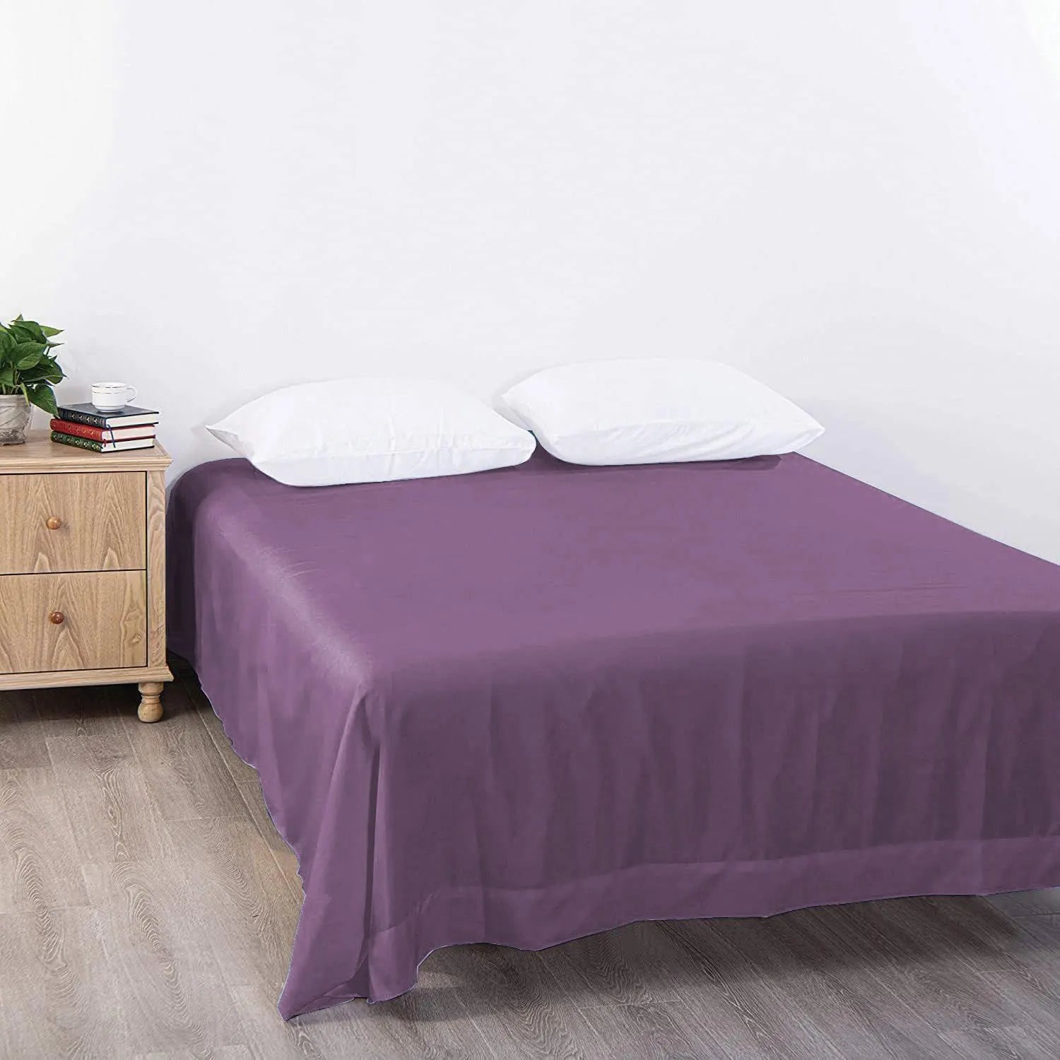Elegant Comfort Premium Hotel Quality 1-Piece Super King Flat Sheet, Luxury and Softest 2000 Thread Count Bedding Flat Sheet(Super King,Purple) - Image 2