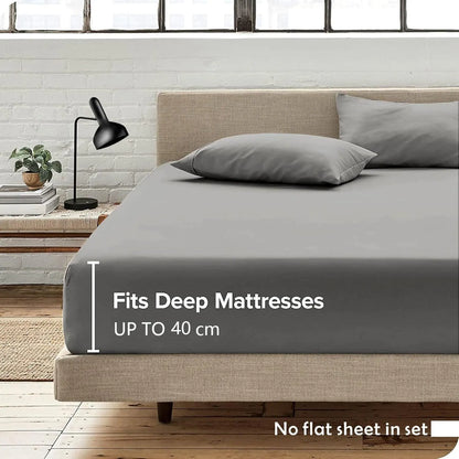 Hotel Quality Fitted Sheet - 1 Piece Fitted Sheet  -Breathable Bedding - Wrinkle, Fade, Stain Resistant- 16inch/40cm Deep Pocket Fitted Bed Sheet-Wrinkle and Fade Resistant,(Grey,Super King) - Image 3