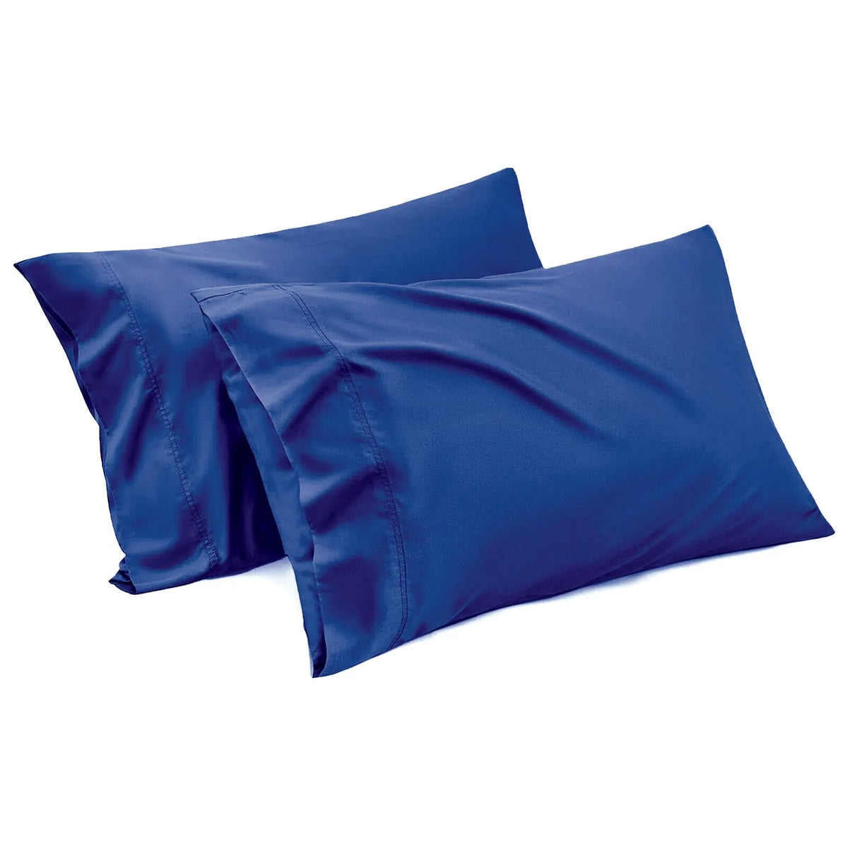 1000TC Ultra Soft Microfiber Pillowcases,Pair of Standard Pillow Covers,（navy, Standard Size, 48x74 cm)