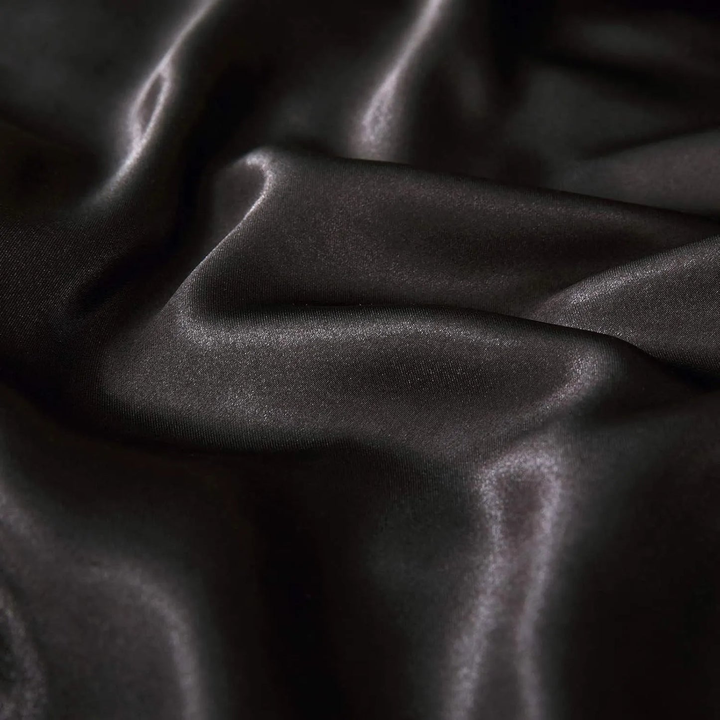 Satin Quilt cover Set Hotel 3 Pieces Quilt cover with Pillowcase, Art Silk Bedding Set-Luxury Soft Silky pillowcase for Hair and Skin, Similar to Silk Duvet/Donna Cover Set- 3 Pieces(Double,Black) - Image 6
