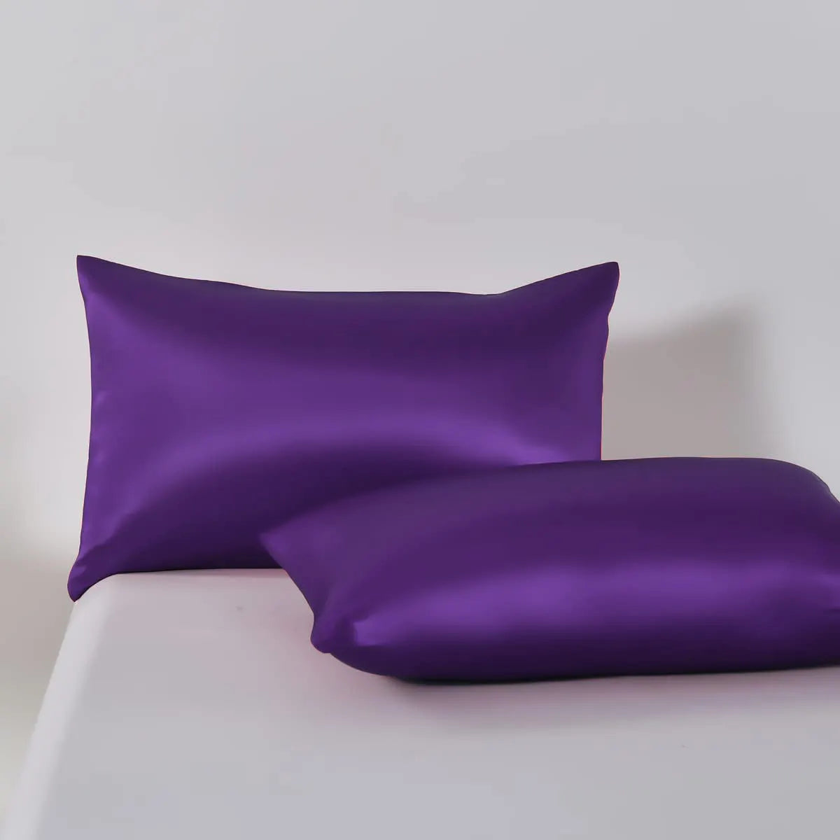 Satin Quilt cover Set Hotel 3 Pieces Quilt cover with Pillowcase, Art Silk Bedding Set-Luxury Soft Silky pillowcase for Hair and Skin, Similar to Silk Duvet/Donna Cover Set- 3 Pieces(King,Purple) - Image 3