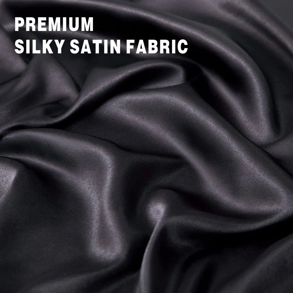 Art Silk Satin Sheet Set Hotel 3 Pieces Fitted/Flat Sheet Bedding Set-Luxury Soft Silky Sheets for Hair and Skin, Similar to Silk Bed Sheets Set 3 Pieces(King Single,Black) - Image 2