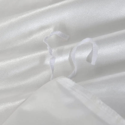 Satin Quilt cover Set Hotel 3 Pieces Quilt cover with Pillowcase, Art Silk Bedding Set-Luxury Soft Silky pillowcase for Hair and Skin, Similar to Silk Duvet/Donna Cover Set- 3 Pieces(Super King,White) - Image 3