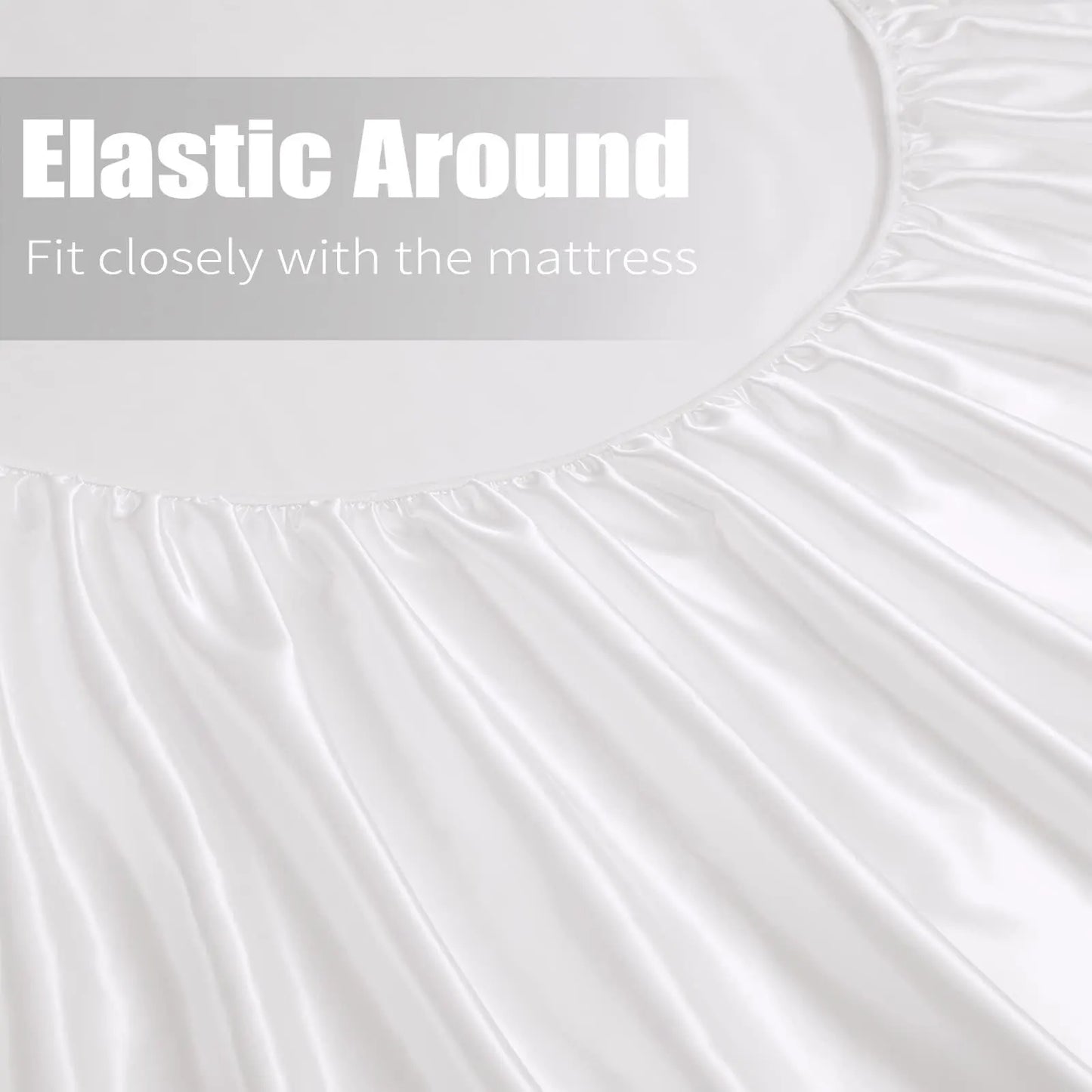 Satin Fitted Sheet Set Hotel 3 Pieces Fitted Sheet with Pillowcase, Art Silk Bedding Set-Luxury Soft Silky Sheets for Hair and Skin, Similar to Silk Fitted Sheets Set 3 Pieces(Super King,White) - Image 4