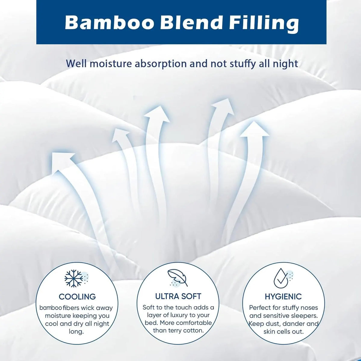 1000GSM Mattress Topper Viscose Derived from Bamboo, Thick Pillowtop Fitted Mattress Cover with 45cm Deep Skirt - Machine Washable Hypoallergenic(King,Black) - Image 3