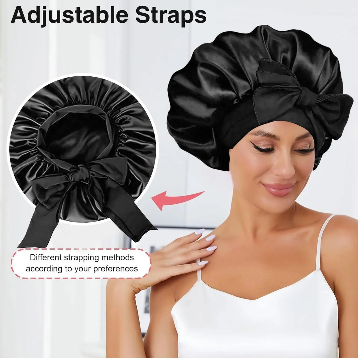 Silk Bonnet for Sleeping and Hooded Hair Dryer Attachment Set, Elastic Tie Band Sleep Bonnet for Women Curly Hair, Fast Drying Hair Dryer Diffuser Cap for Hair Care, Styling - Image 2