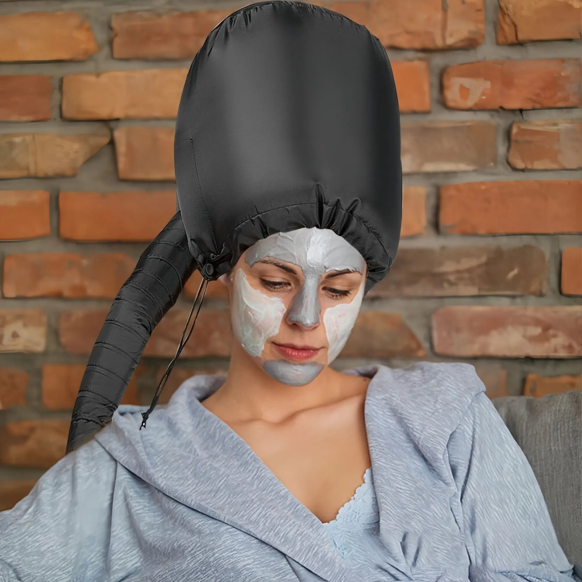 Silk Bonnet for Sleeping and Hooded Hair Dryer Attachment Set, Elastic Tie Band Sleep Bonnet for Women Curly Hair, Fast Drying Hair Dryer Diffuser Cap for Hair Care, Styling - Image 5