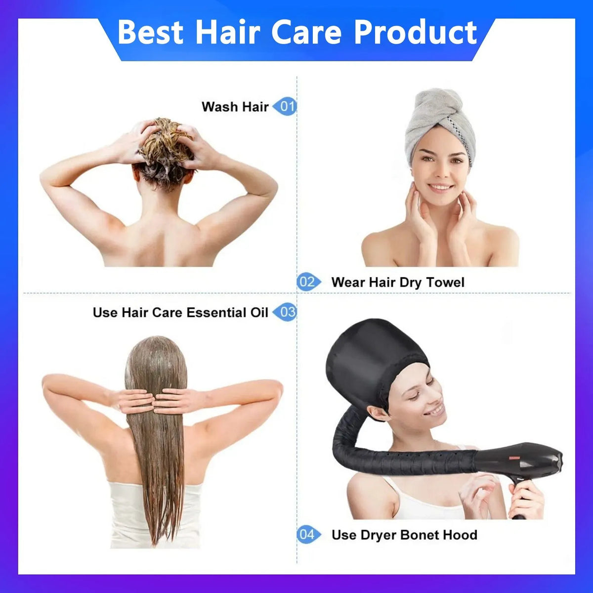 Silk Bonnet for Sleeping and Hooded Hair Dryer Attachment Set, Elastic Tie Band Sleep Bonnet for Women Curly Hair, Fast Drying Hair Dryer Diffuser Cap for Hair Care, Styling - Image 6
