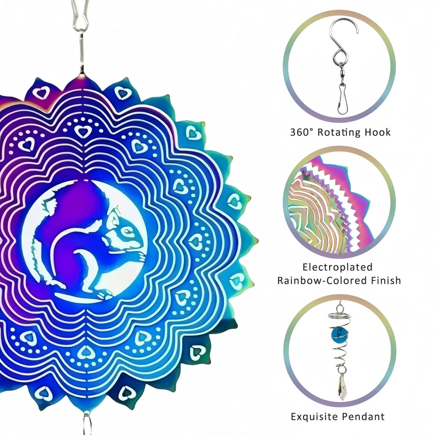 3D Stainless Steel Wind Spinner with Spiral Tail & Butterfly Crystal Sun Catcher, Hanging Metal Wind Chimes for Women Gift, Indoor/Outdoor Decor, Yard Art Decorations - Image 2