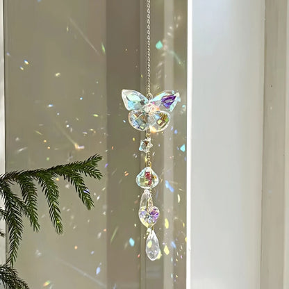 3D Stainless Steel Wind Spinner with Spiral Tail & Butterfly Crystal Sun Catcher, Hanging Metal Wind Chimes for Women Gift, Indoor/Outdoor Decor, Yard Art Decorations - Image 4