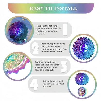 3D Stainless Steel Wind Spinner with Spiral Tail & Butterfly Crystal Sun Catcher, Hanging Metal Wind Chimes for Women Gift, Indoor/Outdoor Decor, Yard Art Decorations - Image 6