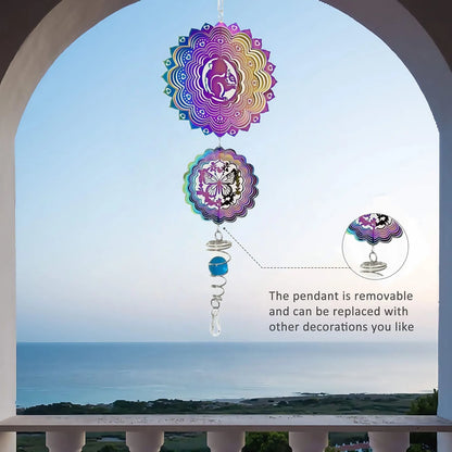 3D Stainless Steel Wind Spinner with Spiral Tail & Butterfly Crystal Sun Catcher, Hanging Metal Wind Chimes for Women Gift, Indoor/Outdoor Decor, Yard Art Decorations - Image 7