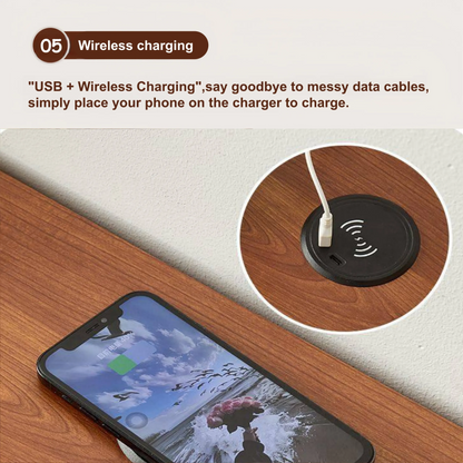 Bedside Table with Wireless Charging Station,LED Nightstand with Open Storage Drawers for Small Cats and Dogs Bed, Cozy Home for Living Room, Bedroom, Office, Sofa Side - Image 8