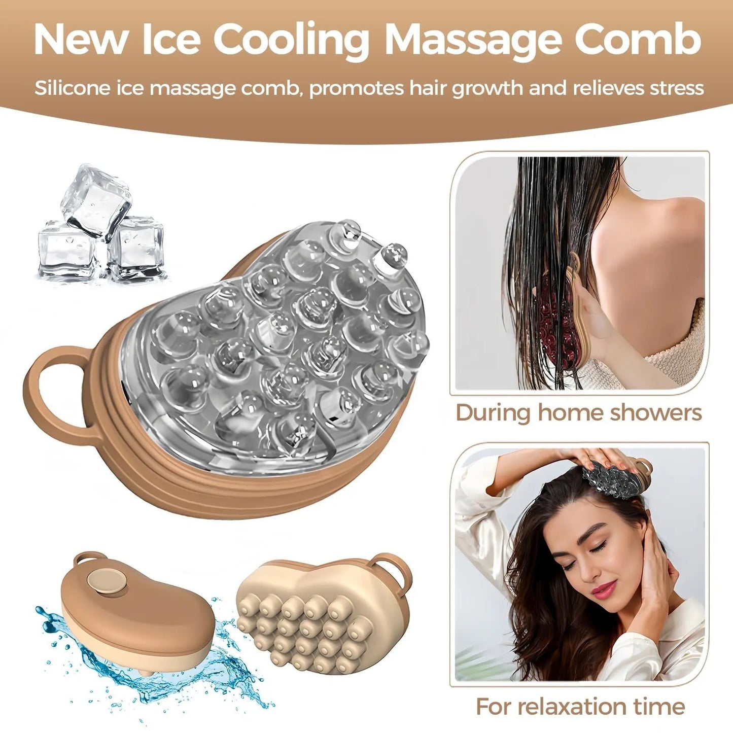 Ice Compress Scalp Massager Brush, Cold Therapy Head Massager for Migraine Relief & Hair Care, Reusable Promotes Hair Growth & Scalp Care Massage Tool - Image 3