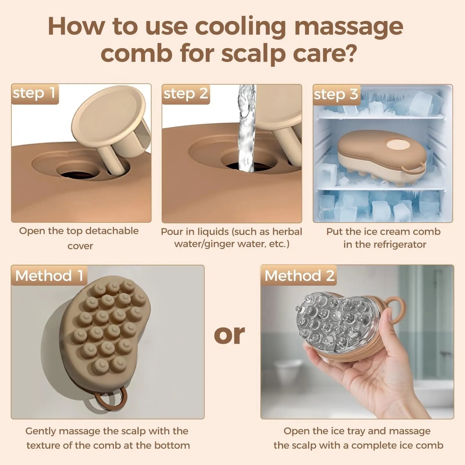 Ice Compress Scalp Massager Brush, Cold Therapy Head Massager for Migraine Relief & Hair Care, Reusable Promotes Hair Growth & Scalp Care Massage Tool - Image 5