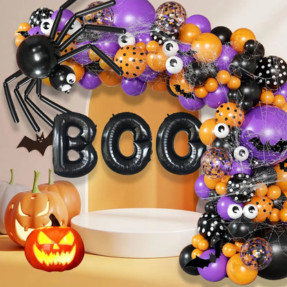 Halloween Decoration Set – Light-Up Pumpkin Lamp,128 Pcs Halloween Party Balloon Garland Arch Kit & Hand Pump for Indoor Outdoor Halloween Porch,Fireplace Funny Decor - Image 9