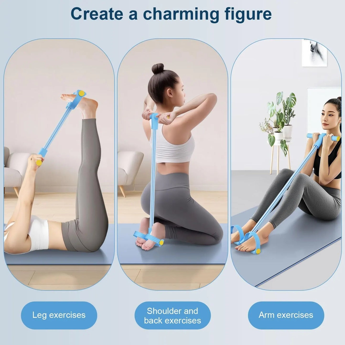 Workout Set – Breathing Trainer,6 Tube Resistance Bands& 8-Tube Elastic Pedal Puller Resistance Band for Men Women Full Body Workouts,Yoga,Pilates,Strength Training - Image 2