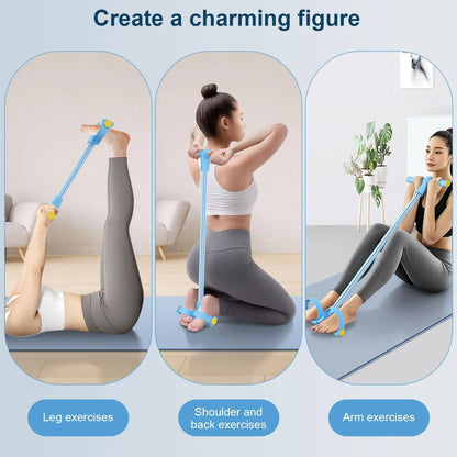 Workout Set – Breathing Trainer,6 Tube Resistance Bands& 8-Tube Elastic Pedal Puller Resistance Band for Men Women Full Body Workouts,Yoga,Pilates,Strength Training - Image 2