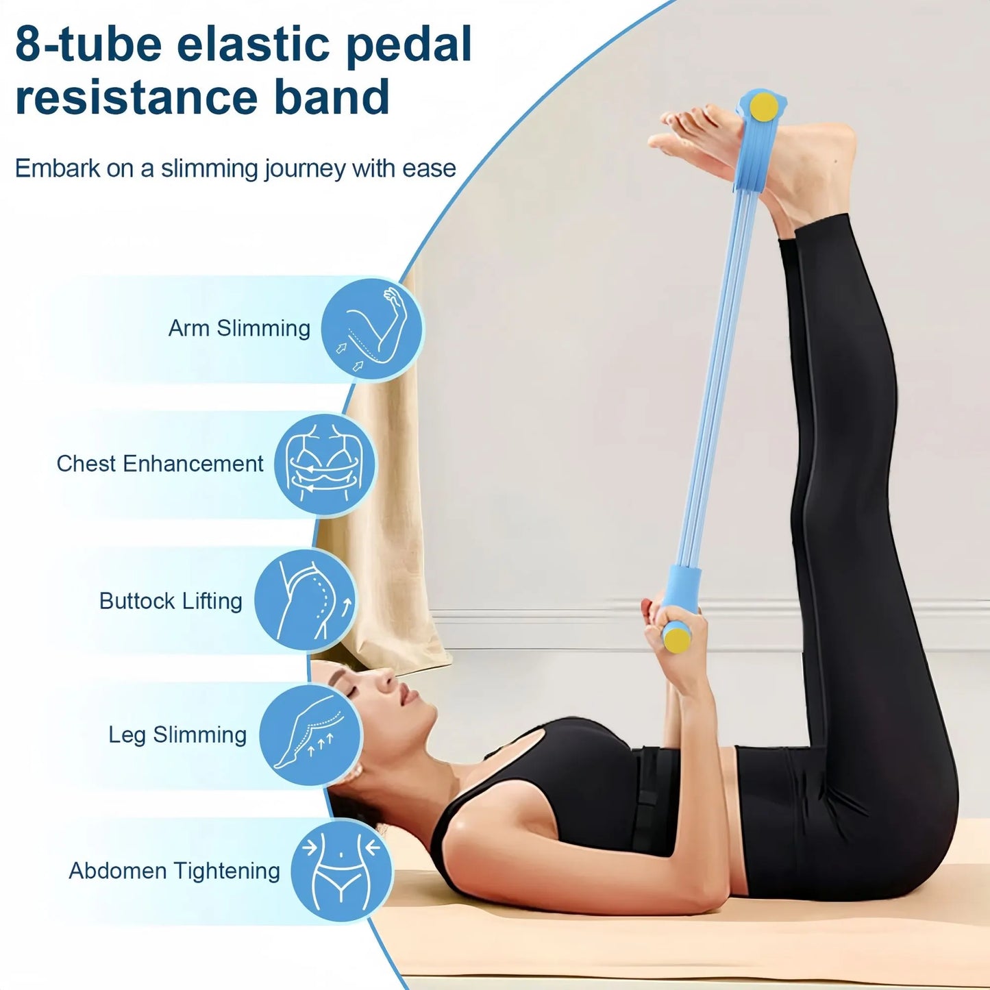 Workout Set – Breathing Trainer,6 Tube Resistance Bands& 8-Tube Elastic Pedal Puller Resistance Band for Men Women Full Body Workouts,Yoga,Pilates,Strength Training - Image 4