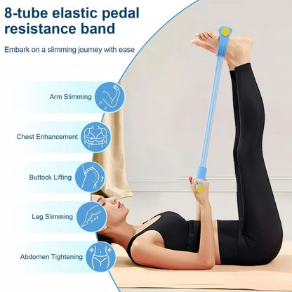 Workout Set – Breathing Trainer,6 Tube Resistance Bands& 8-Tube Elastic Pedal Puller Resistance Band for Men Women Full Body Workouts,Yoga,Pilates,Strength Training - Image 4