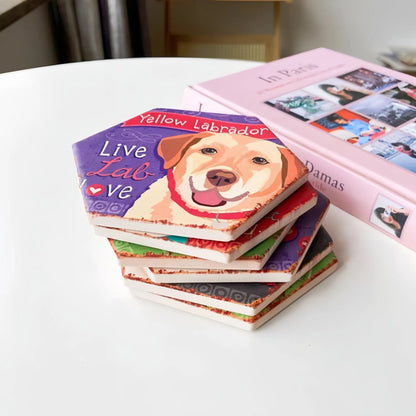 Drink Coasters Set of 6 with Holder,Cute Dog Absorbent Ceramic Coasters with Cork Base,Flexible Durable Non-Slip Hot,Tabletop Protection Mat for Table,Office,Desk,Bar,Gift - Image 2