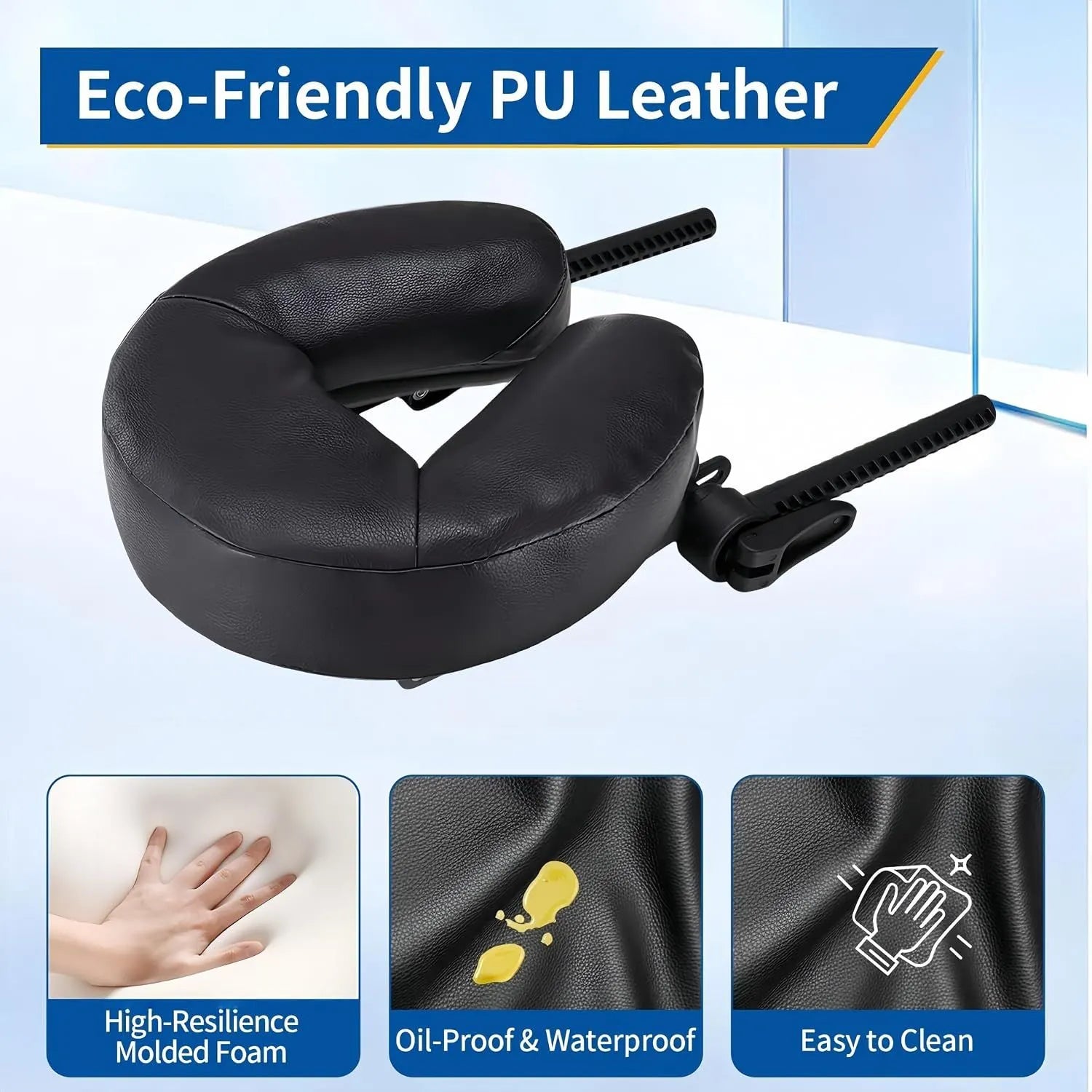 Head Rest for Mattress Home Massage Kit with Storage Bag Adjustable Height Face Down Pillow Multi Function Comfortable for Home Massage, Beauty Bed & Post-Surgery Recovery (Black) - Image 3