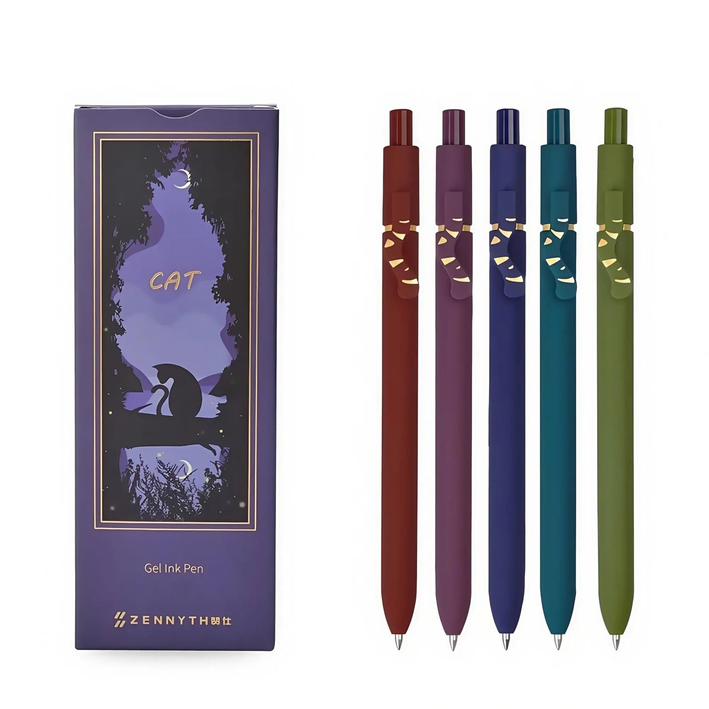 5 Pcs Retractable Gel Pens,0.5mm Ballpoint Black Ink Pens with Cute Cat Tail,Japanese Smooth Writing Fine for Cat Lovers School Office - Image 2