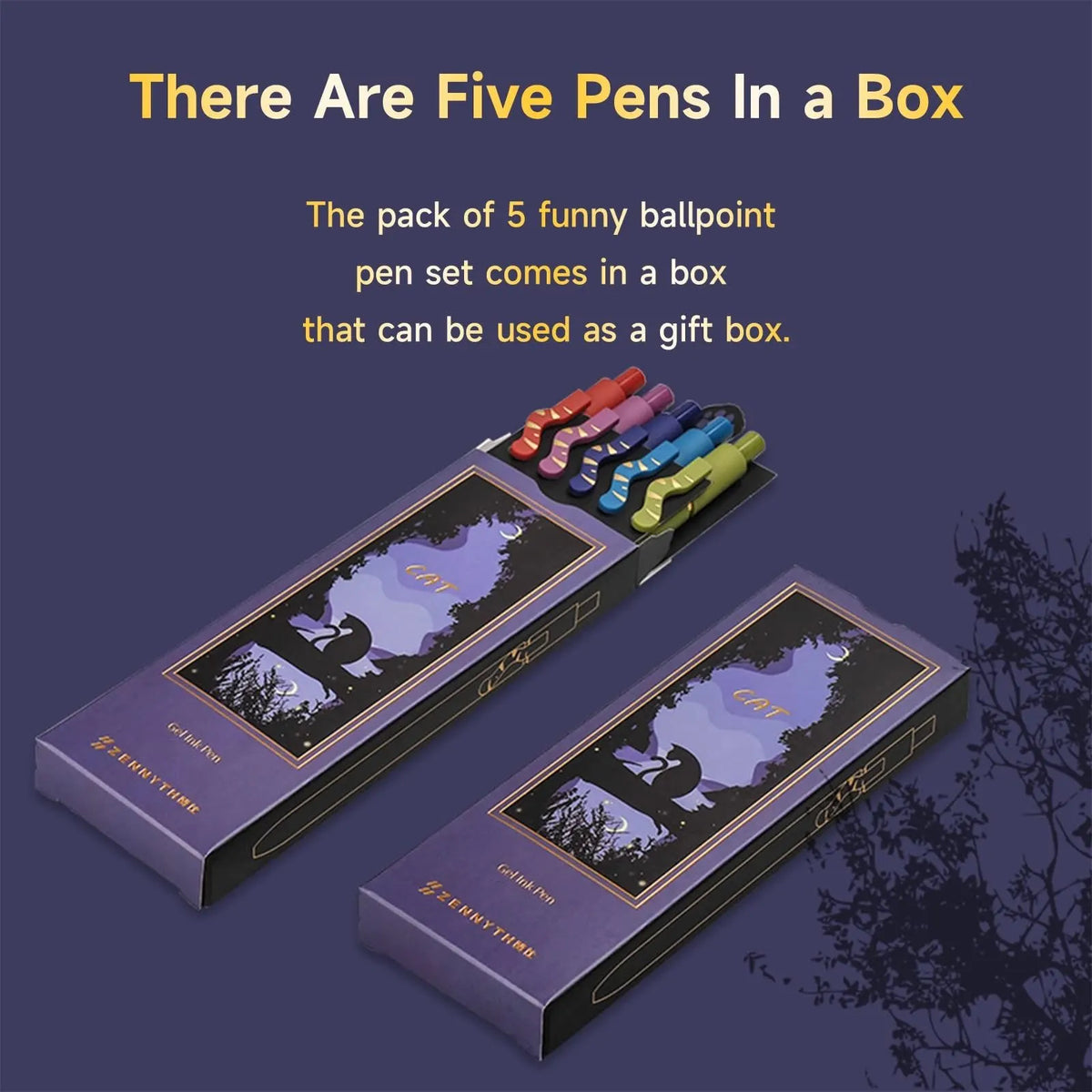 5 Pcs Retractable Gel Pens,0.5mm Ballpoint Black Ink Pens with Cute Cat Tail,Japanese Smooth Writing Fine for Cat Lovers School Office - Image 3