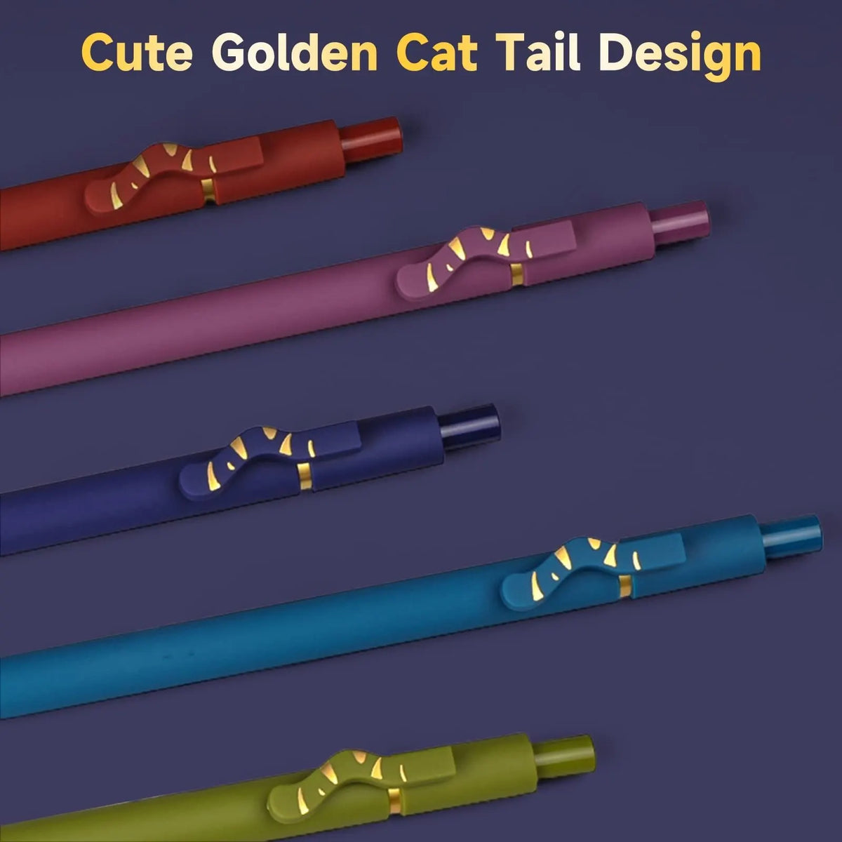 5 Pcs Retractable Gel Pens,0.5mm Ballpoint Black Ink Pens with Cute Cat Tail,Japanese Smooth Writing Fine for Cat Lovers School Office - Image 5
