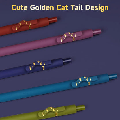 5 Pcs Retractable Gel Pens,0.5mm Ballpoint Black Ink Pens with Cute Cat Tail,Japanese Smooth Writing Fine for Cat Lovers School Office - Image 5