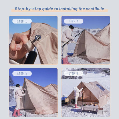 Inflatable Camping Tent with Canopy, Easy Setup Large 4-6 Person Family Waterproof Air Tent, Heavy Duty Cabin Glamping Hiking Blow up Tent with Awning Extension Porch & Air Pump -Khaki - Image 4