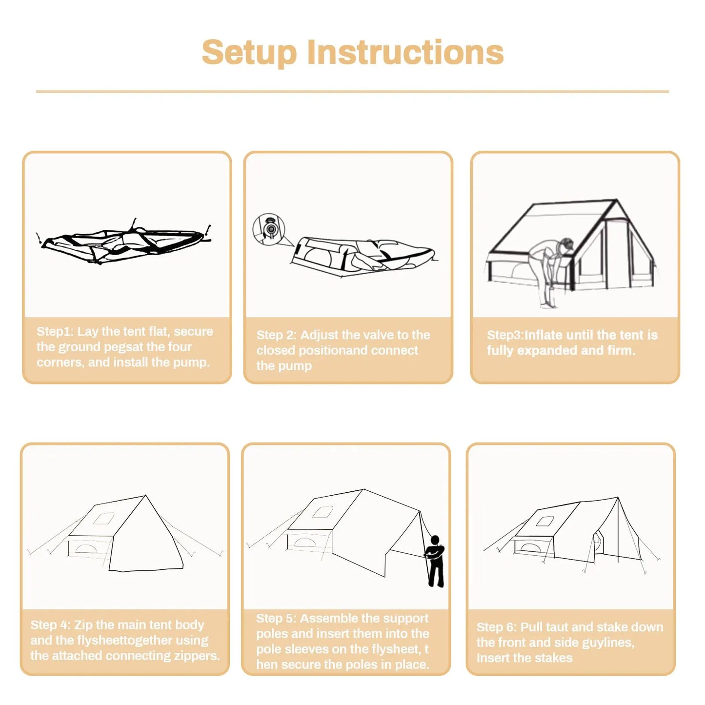 Dark Green Inflatable Camping Tent with Canopy, Large 4-6 Person, Waterproof, Heavy Duty Cabin Glamping Hiking Blow Up Tent with Awning Extension Porch and Air Pump - Image 2