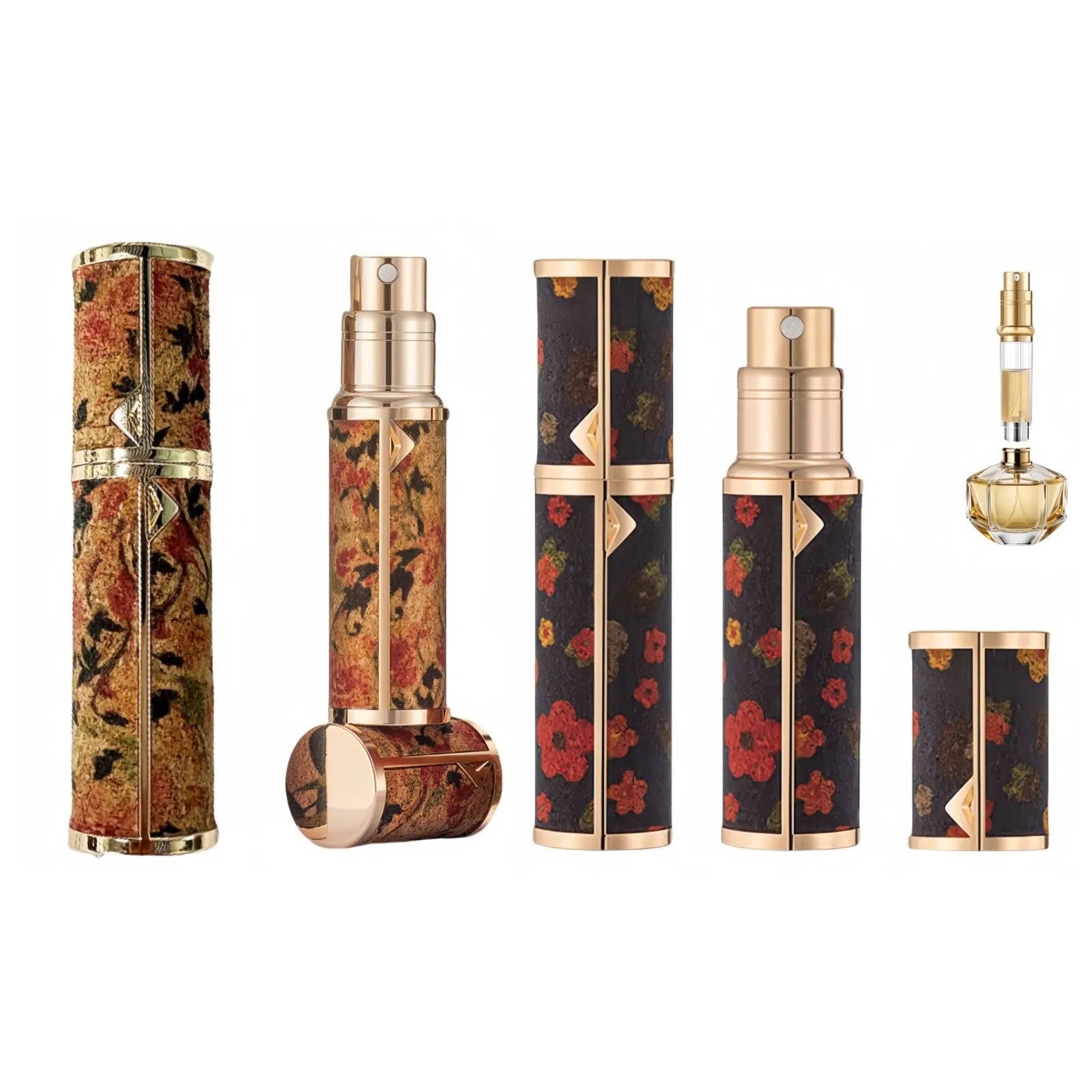 5ML Travel Perfume Atomizer, Refillable Perfume Bottle with Retro Pattern, Leakproof Portable Small Spray Bottle for Women & Men, Elegant Mini Fragrance Accessory
