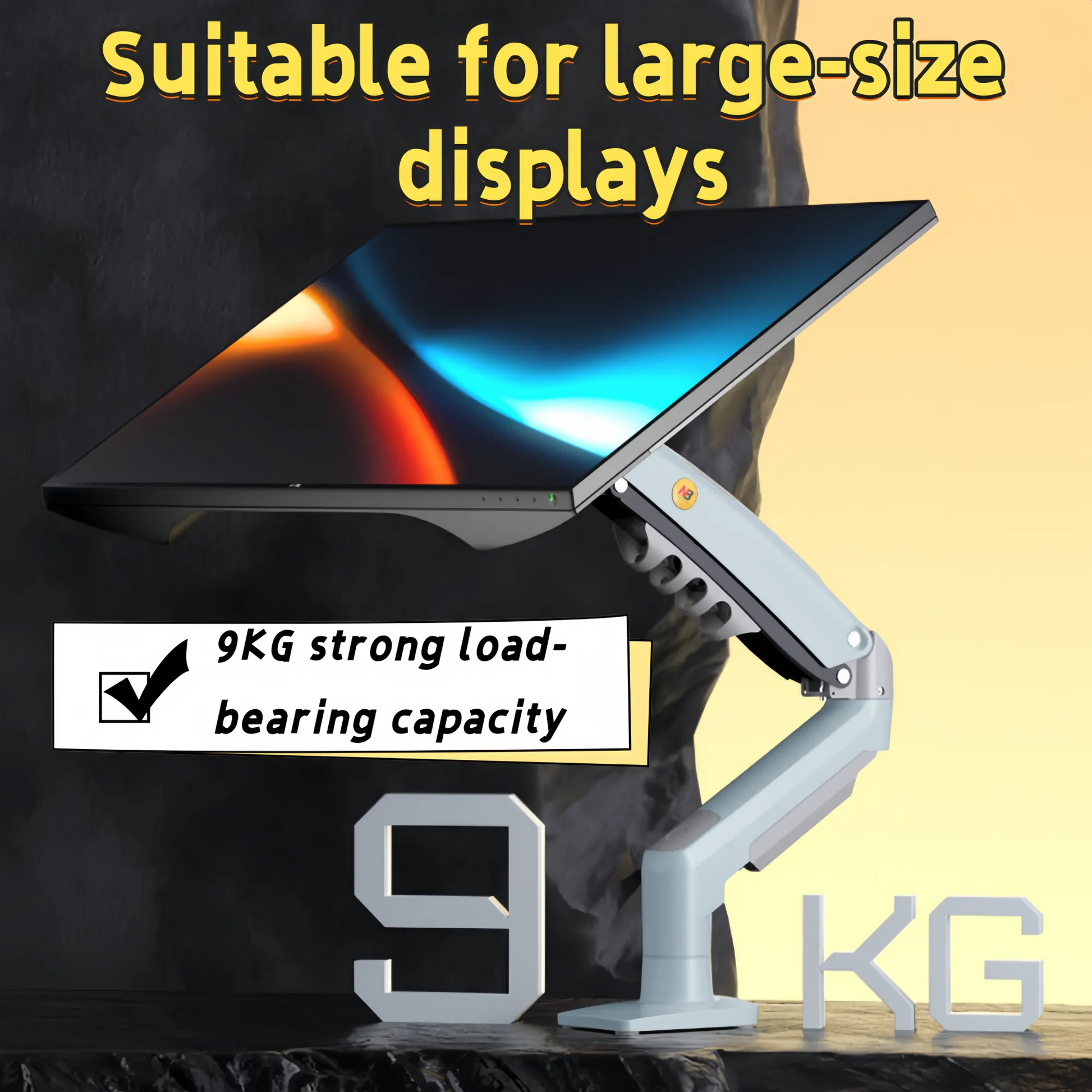 Single Monitor Arm for 17-30 Inch Screens,Height Adjustable Desk Mount Sliver Aluminium Monitor Stand, VESA 75/100mm with C-Clamp/Grommet Base&Gas Spring,Ergonomic Stand for Work/Gaming - Image 3