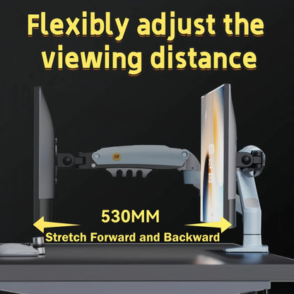 Single Monitor Arm for 17-30 Inch Screens,Height Adjustable Desk Mount Sliver Aluminium Monitor Stand, VESA 75/100mm with C-Clamp/Grommet Base&Gas Spring,Ergonomic Stand for Work/Gaming - Image 5