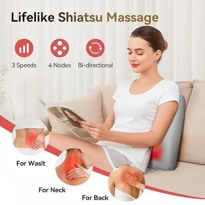 Shiatsu Neck Massager with Heat and Remote,3D Kneading Back Massager, Massage Pillow for Back,Shoulder, Leg for Pain Relief, Gifts for Men Women Mom Dad, at Home Office and Car(Gray) - Image 2