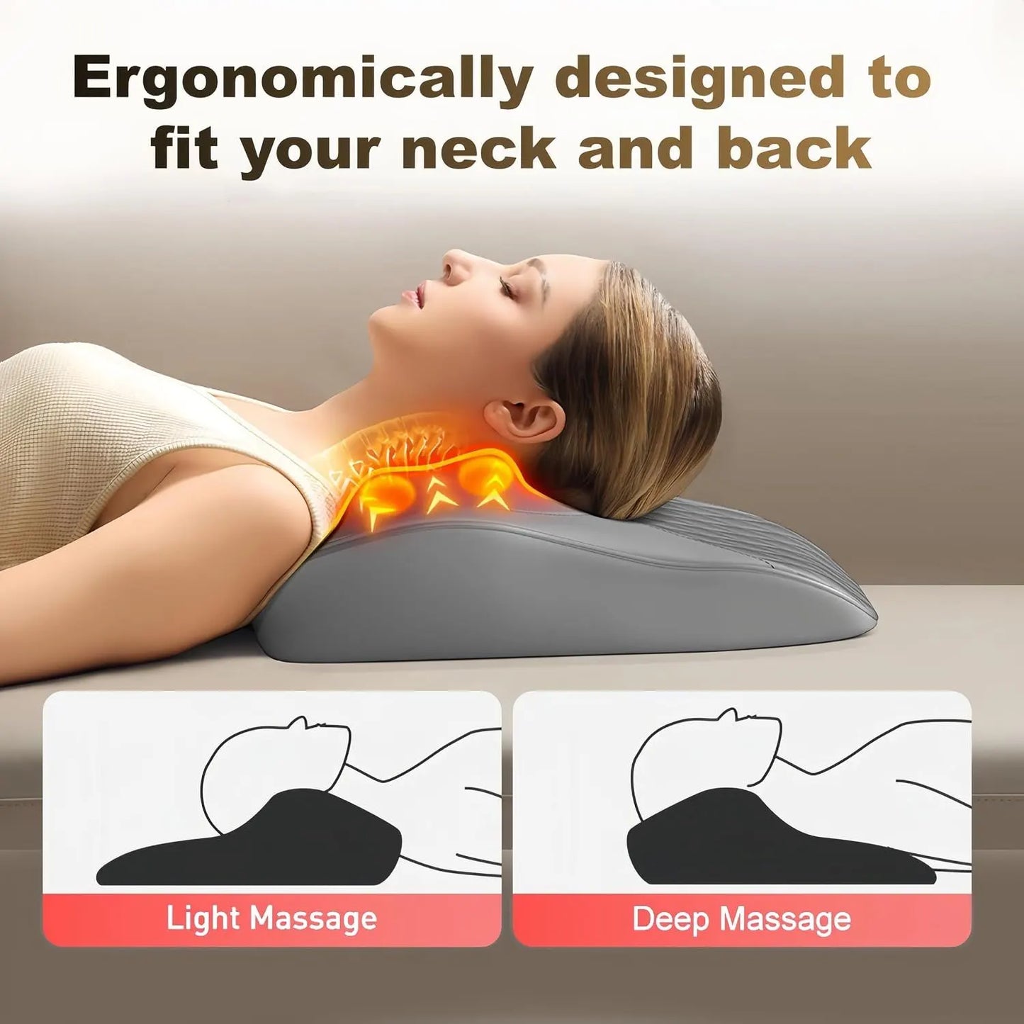 Shiatsu Neck Massager with Heat and Remote,3D Kneading Back Massager, Massage Pillow for Back,Shoulder, Leg for Pain Relief, Gifts for Men Women Mom Dad, at Home Office and Car(Gray) - Image 5