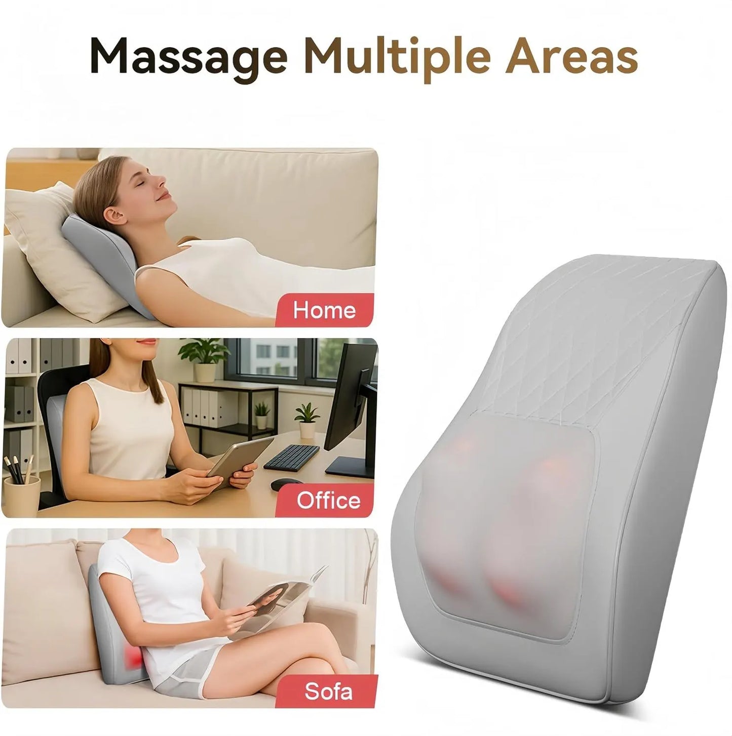 Shiatsu Neck Massager with Heat and Remote,3D Kneading Back Massager, Massage Pillow for Back,Shoulder, Leg for Pain Relief, Gifts for Men Women Mom Dad, at Home Office and Car(Gray) - Image 9