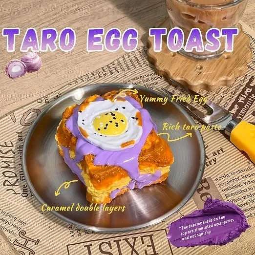 Creative Fried Egg Toast Slow-Rising Stress-Relieving Toy, Handmade,Soft Stress Relief Desktop Gadget for Office & Home, Adult Hand Tension Relaxer, Fun Squeezing Toy - Image 2