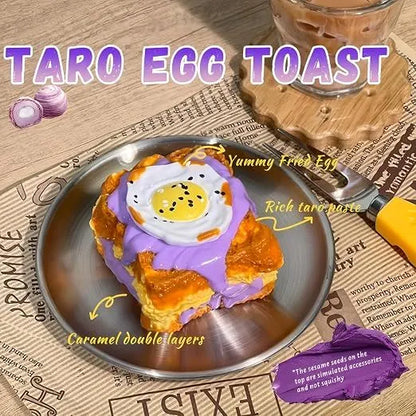 Creative Fried Egg Toast Slow-Rising Stress-Relieving Toy, Handmade,Soft Stress Relief Desktop Gadget for Office & Home, Adult Hand Tension Relaxer, Fun Squeezing Toy - Image 2