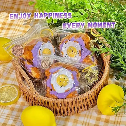 Creative Fried Egg Toast Slow-Rising Stress-Relieving Toy, Handmade,Soft Stress Relief Desktop Gadget for Office & Home, Adult Hand Tension Relaxer, Fun Squeezing Toy - Image 4