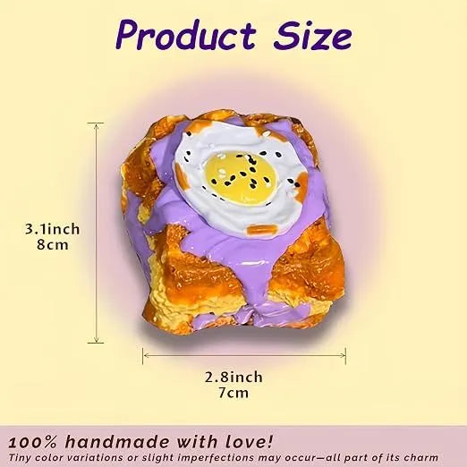 Creative Fried Egg Toast Slow-Rising Stress-Relieving Toy, Handmade,Soft Stress Relief Desktop Gadget for Office & Home, Adult Hand Tension Relaxer, Fun Squeezing Toy - Image 7