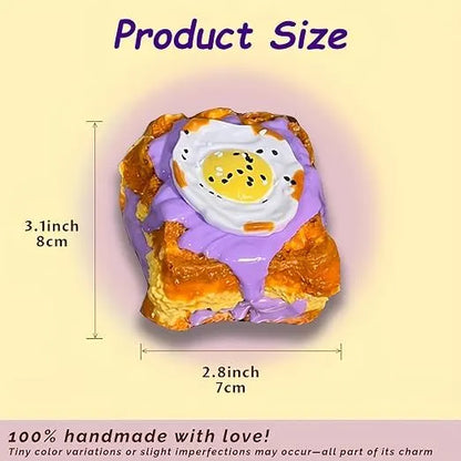 Creative Fried Egg Toast Slow-Rising Stress-Relieving Toy, Handmade,Soft Stress Relief Desktop Gadget for Office & Home, Adult Hand Tension Relaxer, Fun Squeezing Toy - Image 7