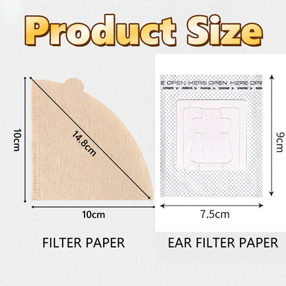 Coffee Filter Paper,100Pcs V60 Cone&50Pcs Hanging Ear Drip, Disposable Natural Unbleached Paper Filters with Pour Over and Drip Coffee Maker - Image 2