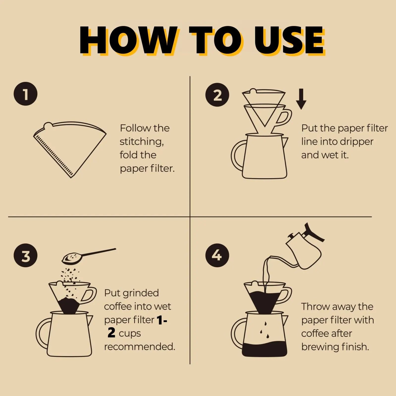 Coffee Filter Paper,100Pcs V60 Cone&50Pcs Hanging Ear Drip, Disposable Natural Unbleached Paper Filters with Pour Over and Drip Coffee Maker - Image 7