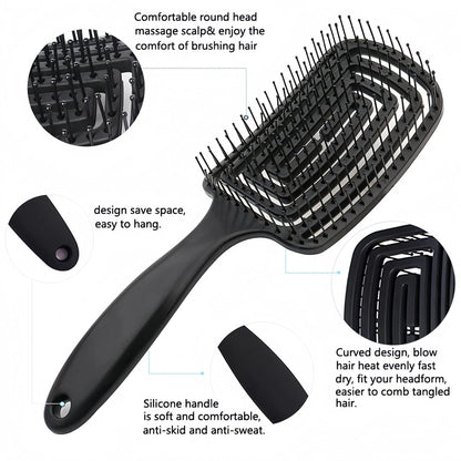 4-piece Hair Care Set with Detangling Hair Brush, Round Brush, Alligator Clips & Spray Bottle - Anti-Static for Wet, Dry, Hair Styling Tools for Women Men - Image 2