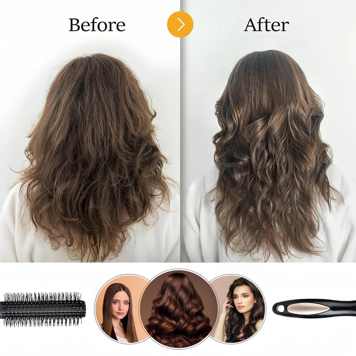 4-piece Hair Care Set with Detangling Hair Brush, Round Brush, Alligator Clips & Spray Bottle - Anti-Static for Wet, Dry, Hair Styling Tools for Women Men - Image 3