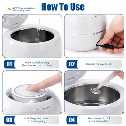 Ultrasonic Retainer Cleaner, 42kHz Portable UV Denture Cleaner for Dentures Aligner Mouth Guard Denture Toothbrush Heads, Jewelry, Glasses with 180ML Capacity - Image 6